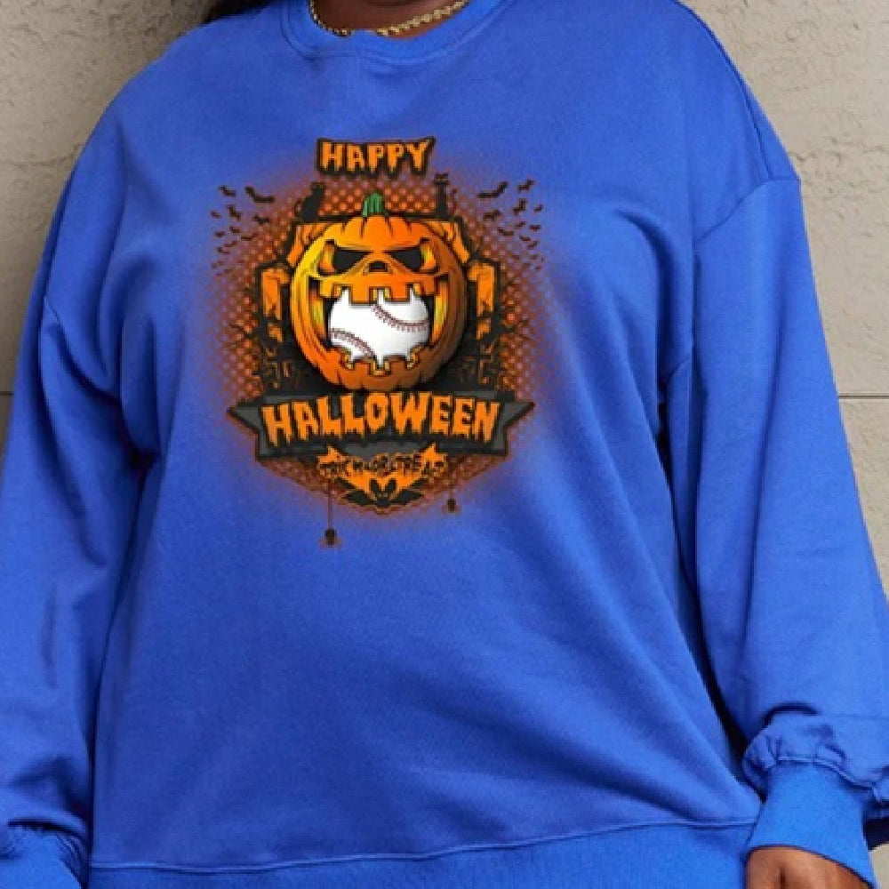 Women's Printed Long Sleeve Loose Sweatshirt Round Neck
