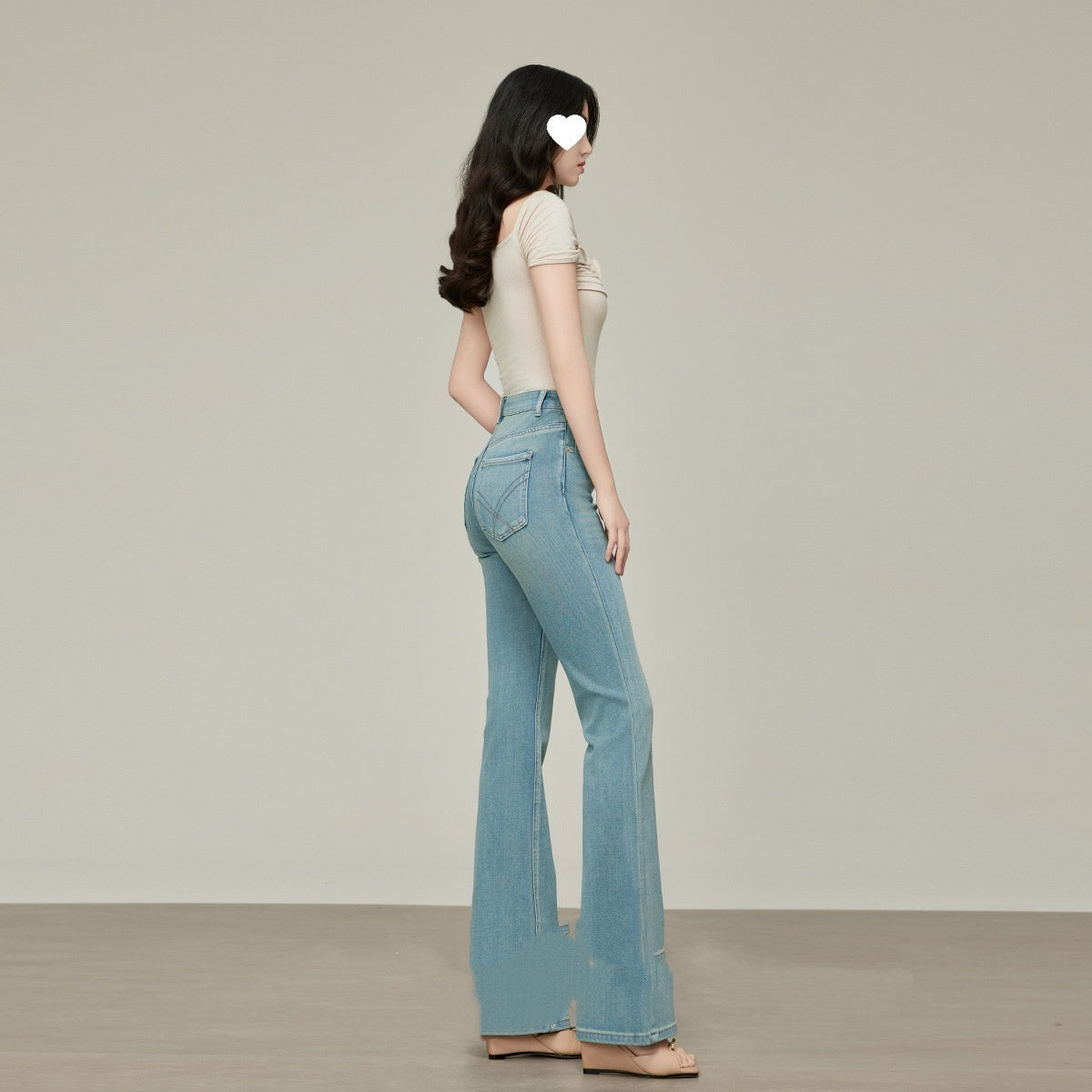 Skinny Jeans til damer med høj talje Forår Sommer Små Trompetbukser Lyse Farver