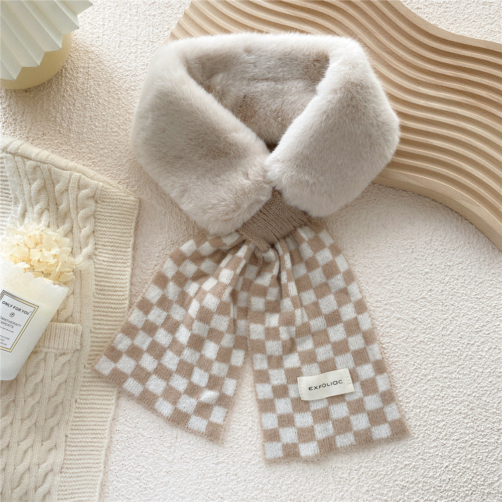 Women's Thickened Warm Plaid Plush Scarf