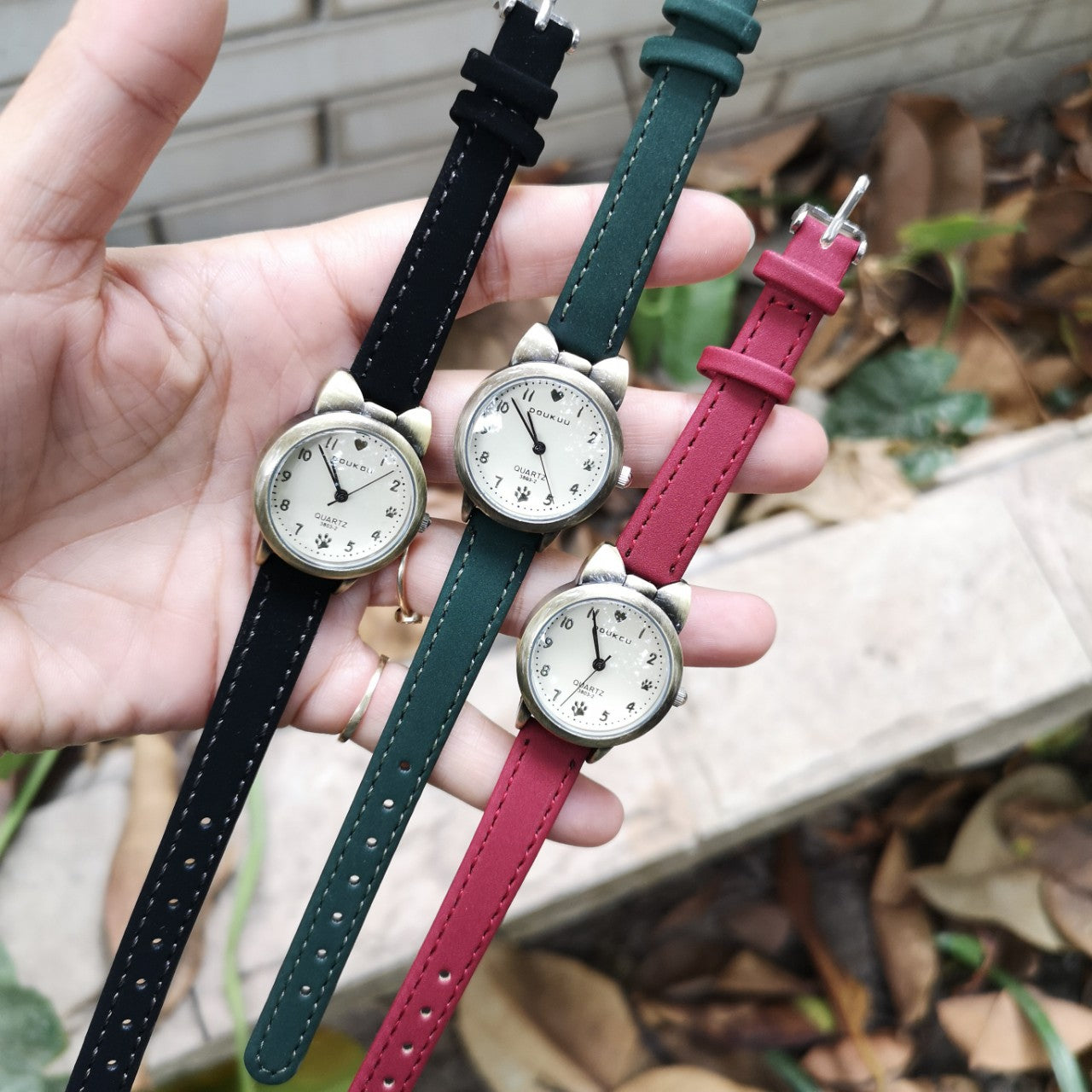 Bronze Kitty Trendy Fashion Numbers Student Watch