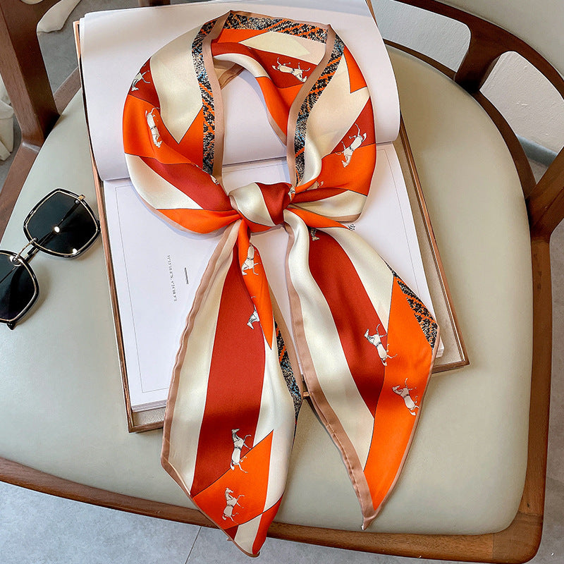 New Style Printed Silk Scarf Women's Fashion Double-sided Warm