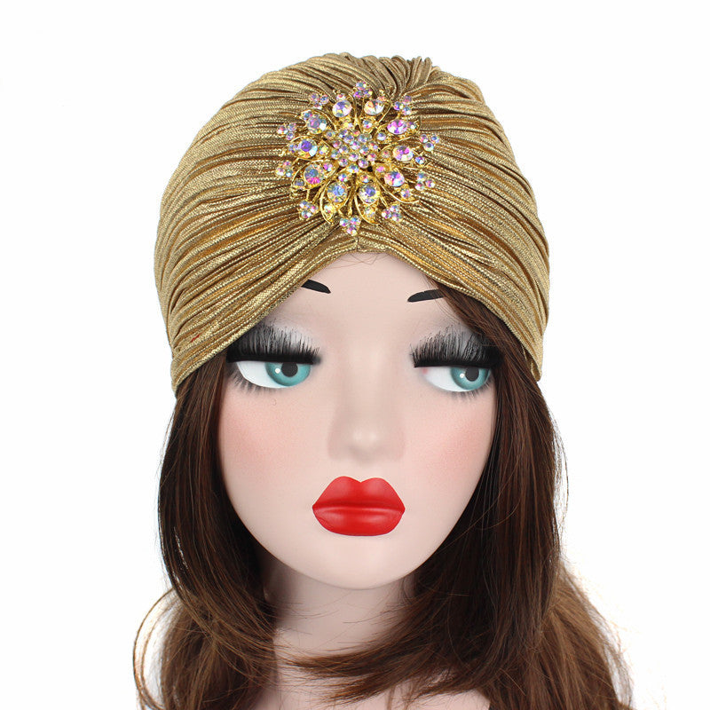 Noble Golden Pleated Indian Hat Tam-o'-shanter