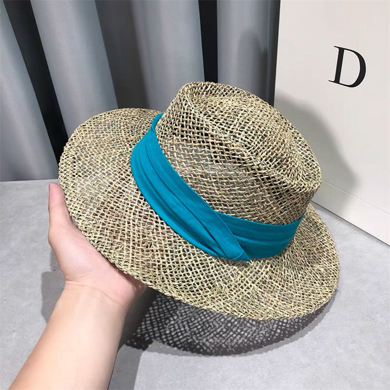 Women's Salty Grass British Retro Flat Top Straw Hat