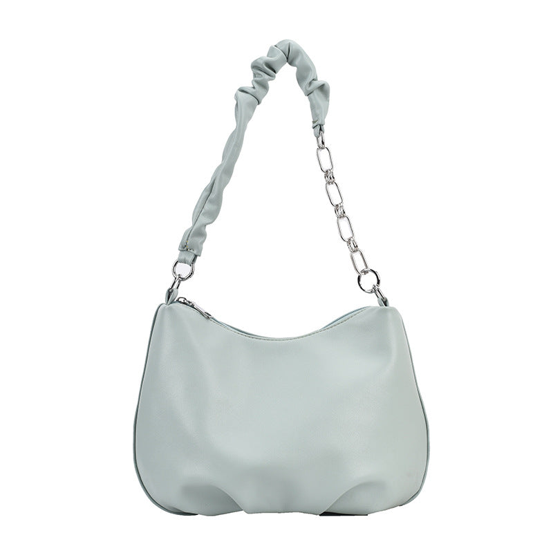 Soft Leather Pearl Chain Small Bag, Shoulder And Armpit Bag
