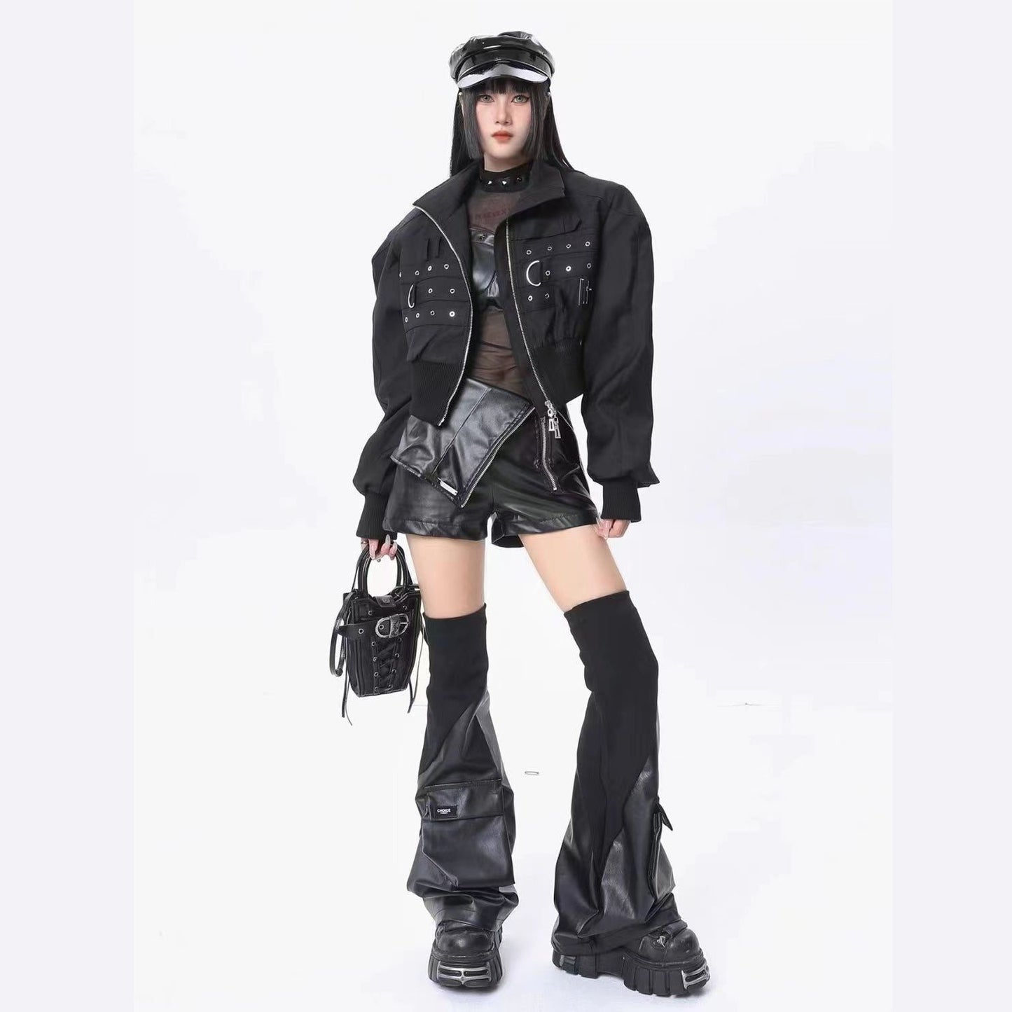 Niche Leather Sock Boots With Stitched 3D Pockets And A Functional
