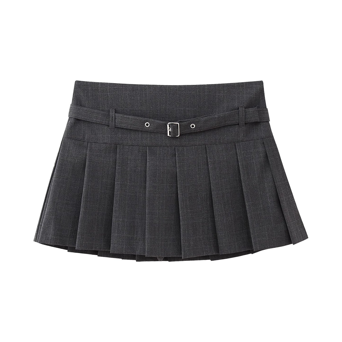 Low Waist Mini Plaid Casual Wide Pleated Culottes Skirt