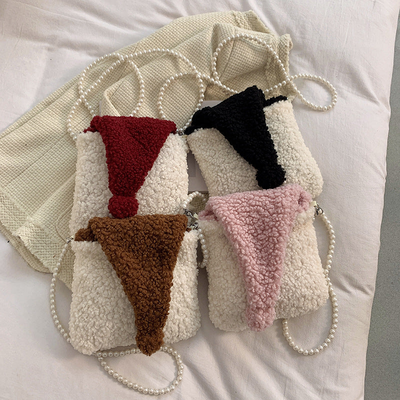 Hat Lamb Cashmere Color Matching Small Square Bag