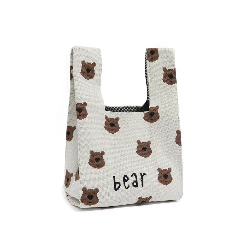 Simple All-match Bear Knitted Handbag