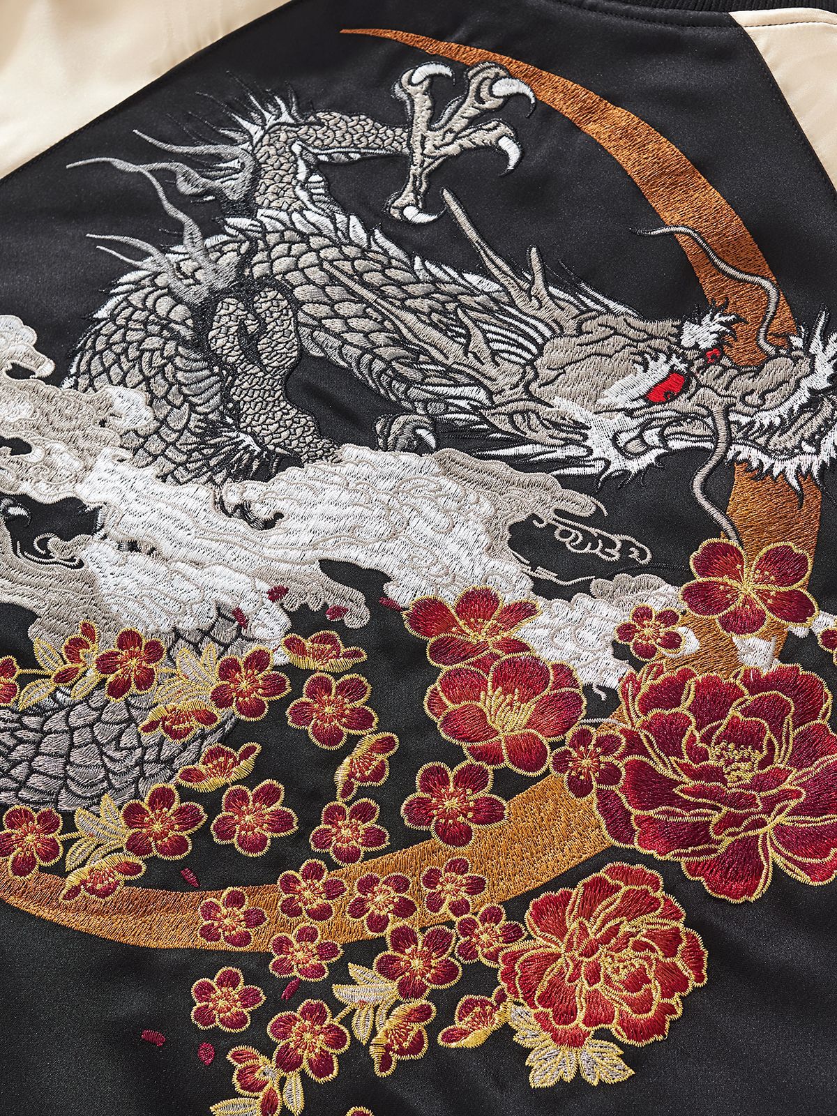 Heavy Duty Embroidered Flying Dragon Mens Jacket Baseball Uniform