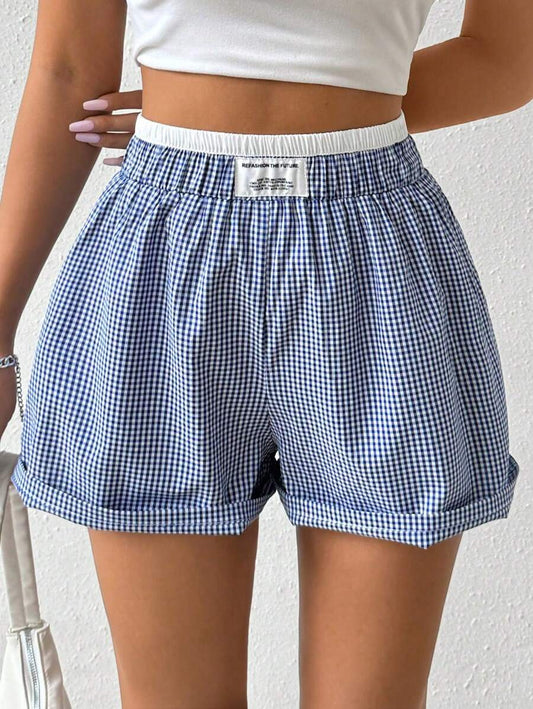 Elastic High-waist Buttoned Loose Casual Comfortable Basic Shorts