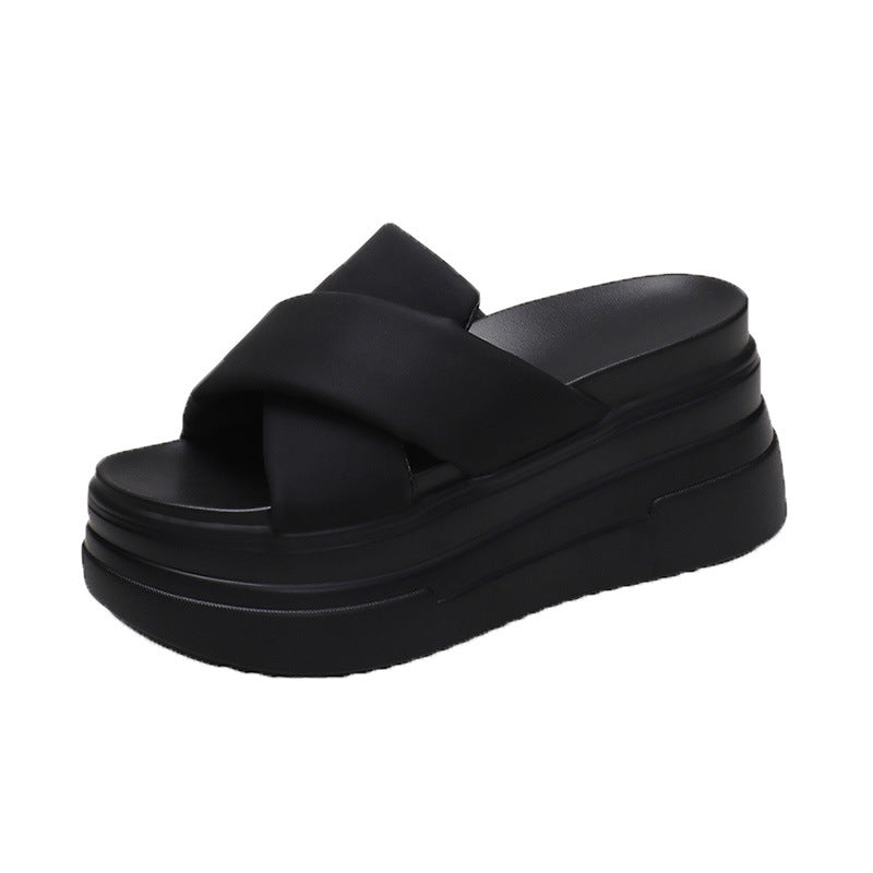 Sandaler til kvinder med tyk sål og rund tå til sommer