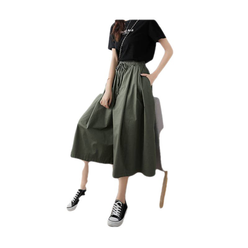 Female Students Korean Version Of Loose High-waisted Nine-quarter Pants Skirt Casual Pants