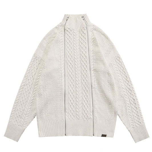 Retro Twist Pullover Striktrøje med Høj Hals