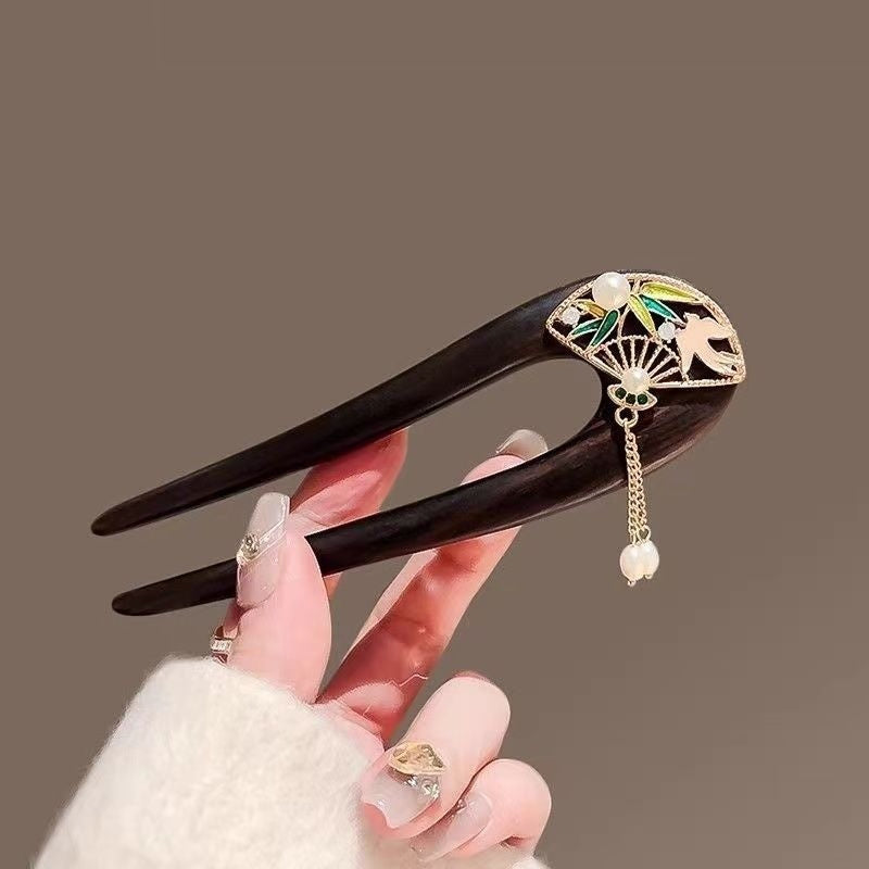 Classical Enamel Butterfly Hairpin New Chinese Style U-shaped
