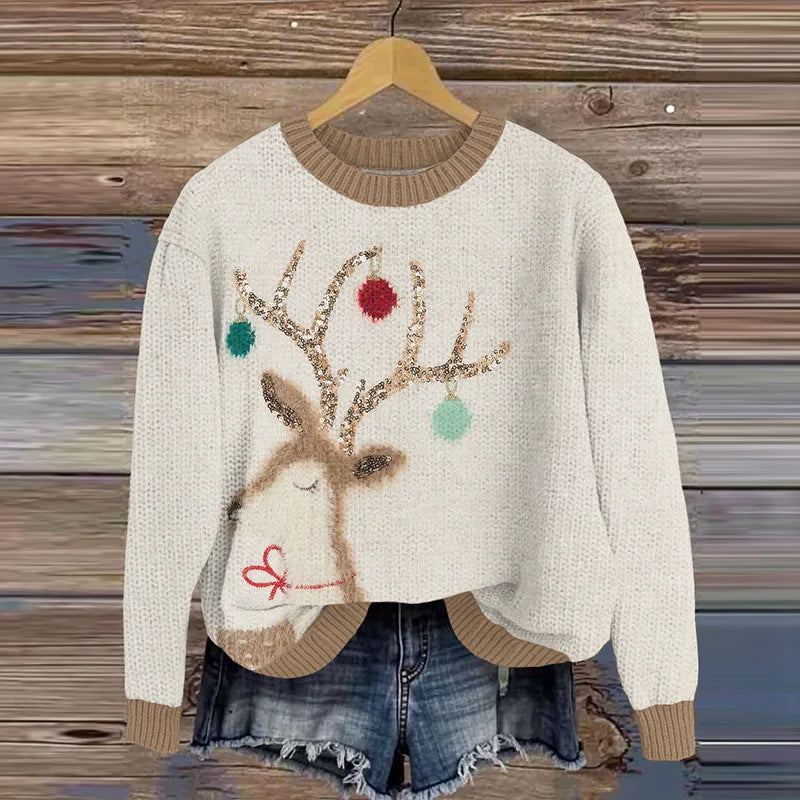 Juleinspireret Elg Ny Digital 3D Rundhalset Sweater
