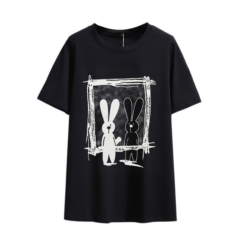 Summer New Style Fat Sister Rabbit Vintage Print Cotton