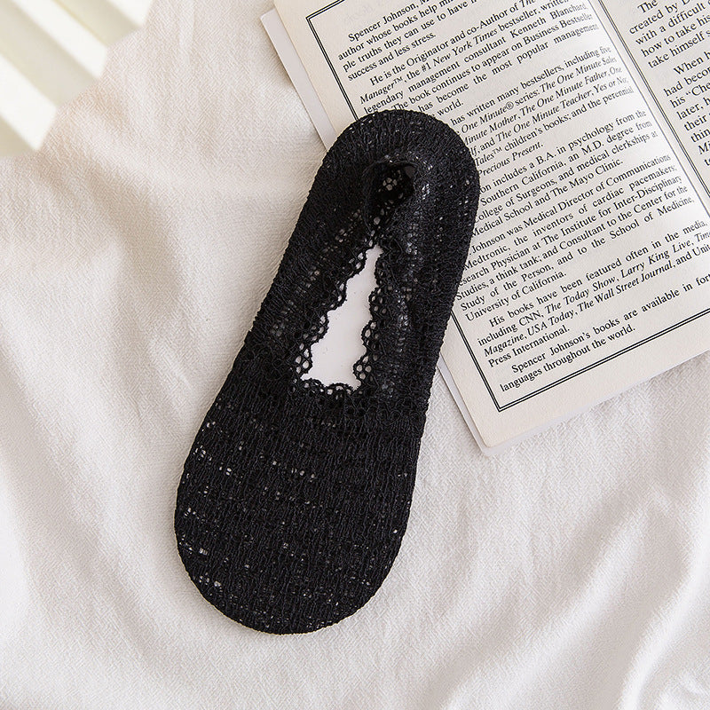Lace Cotton And Linen Deep Mouth Lace Invisible Ladies Net Stockings