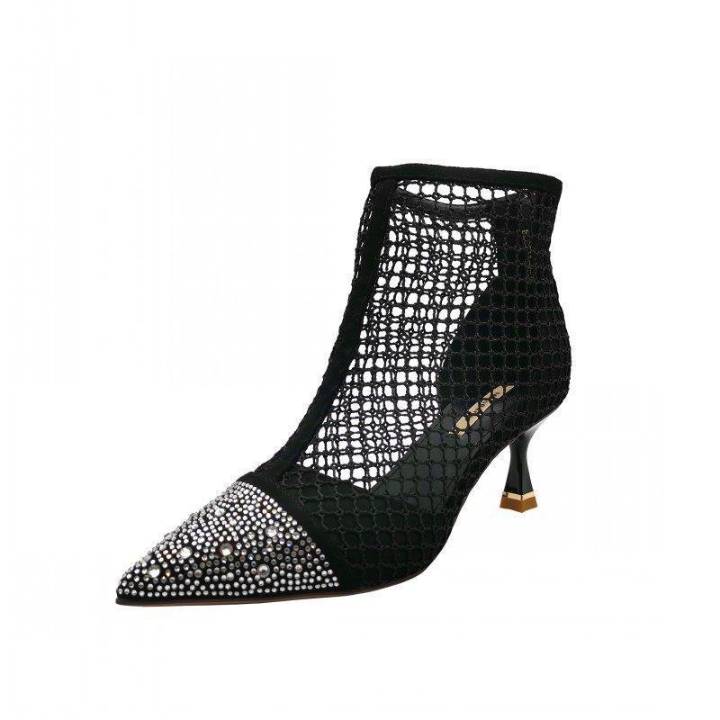 Small High-heeled Net Boots Hollow Shoes Breathable