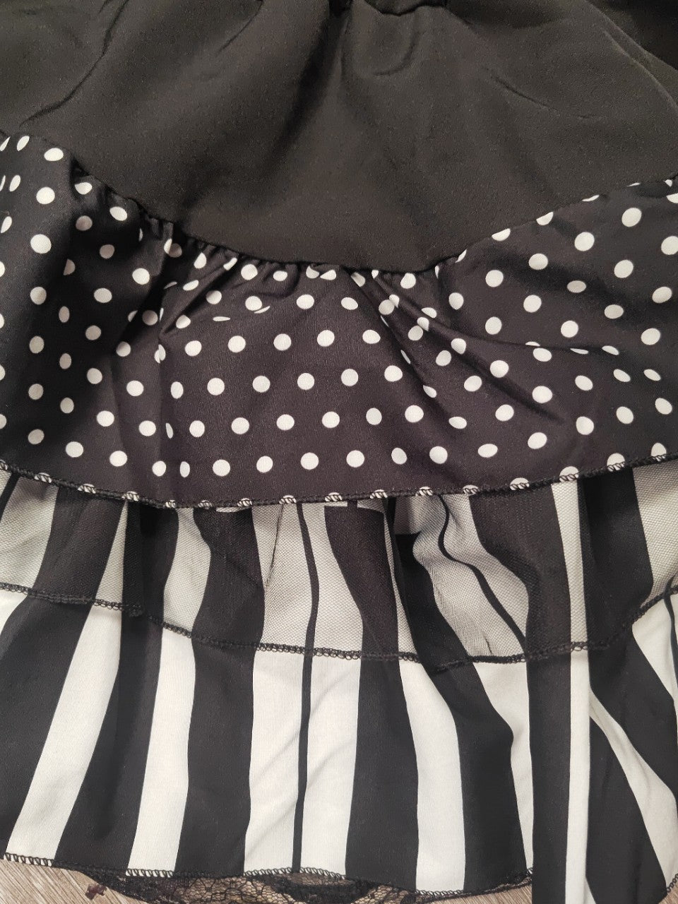 Punk Mid-ancient Black And White Piano Keys Polka Dot Lace Short Skirt