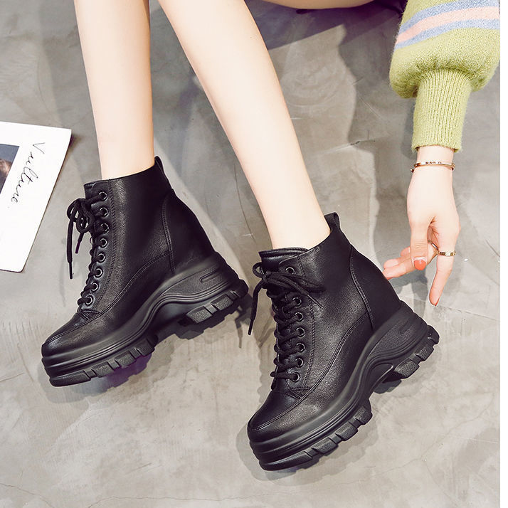 Net Red Women's Thick-soled Inner Increase Winter British Style Martin Boots