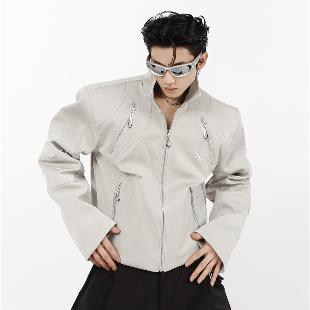 Niche Shiny Stand Collar Jacket