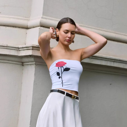 Chestbaring Midriffbaring Floralprint Tank Top