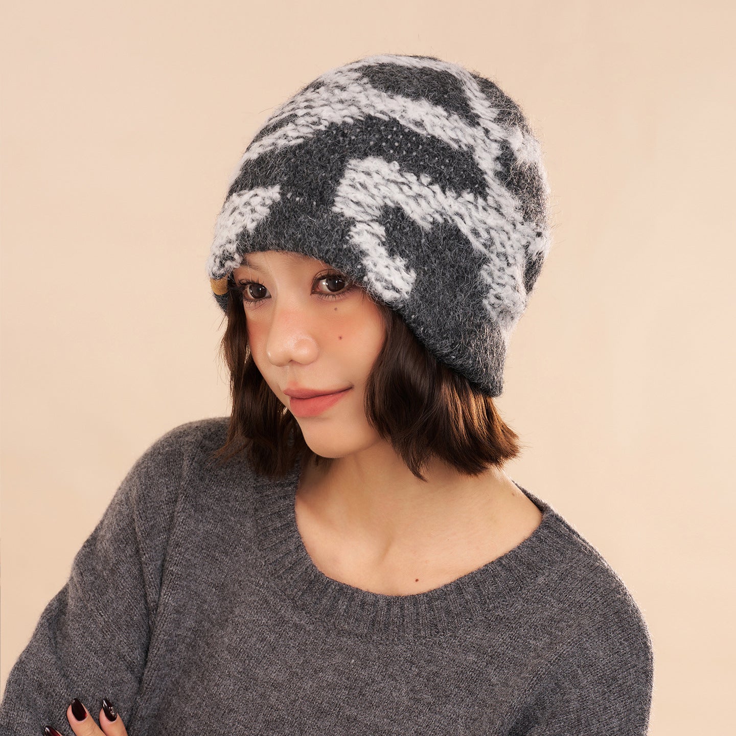 Oversized Knit Beanie Wool Ski Hat