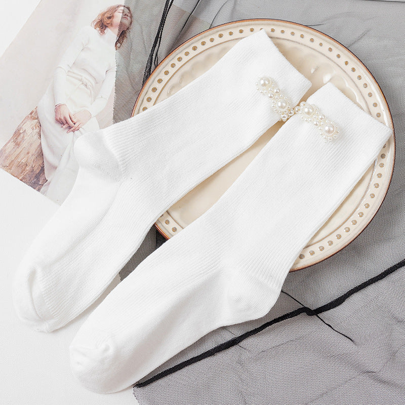 Sweet Girl Soft Girl White Medium Tube Socks