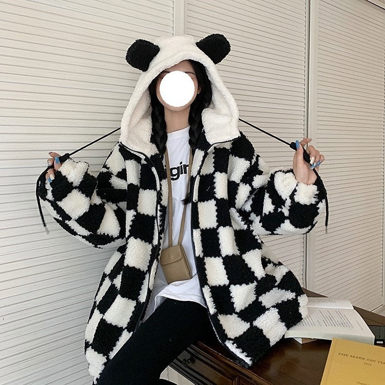 Design Zipper Hooded Blouse For Women Loose Coat