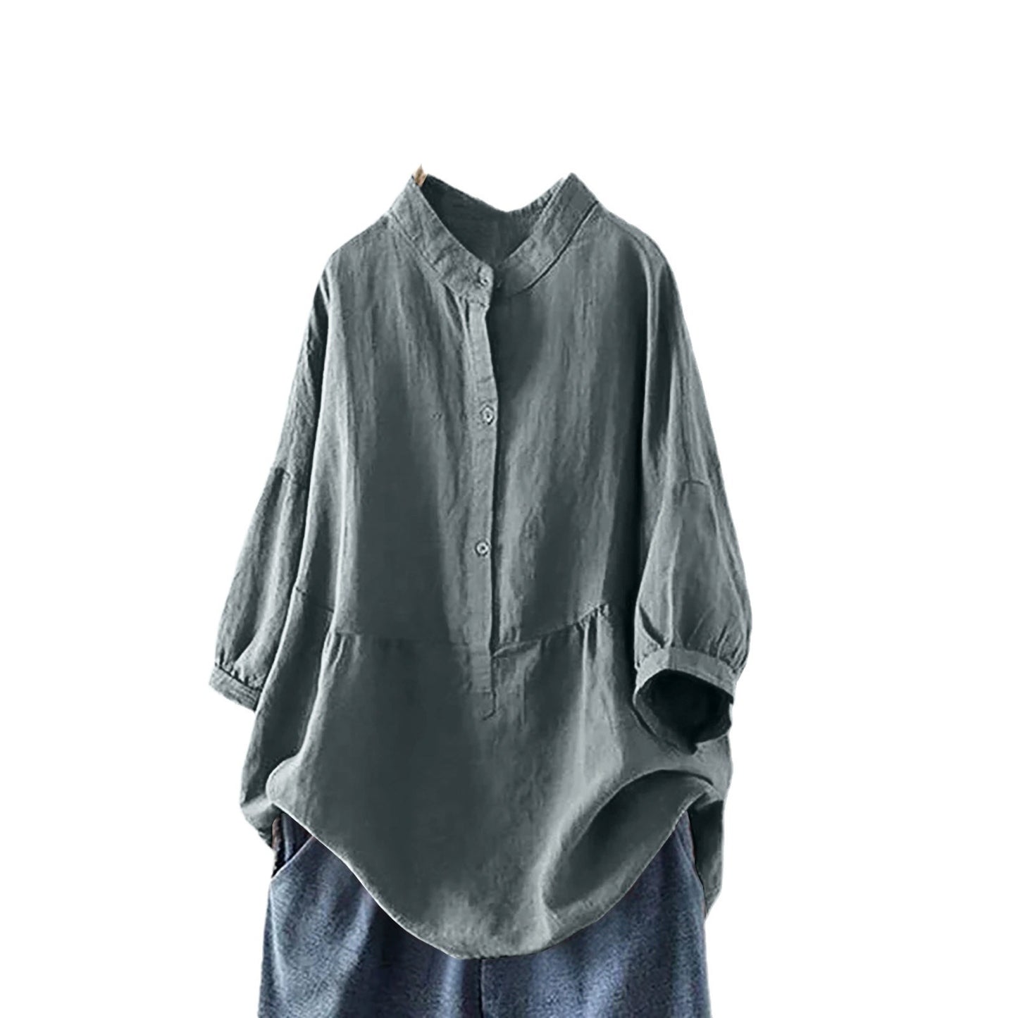 Skindjakke med opretstående krave, enkeltradet, traditionel stil, ensfarvet, langærmet pullover-skjorte