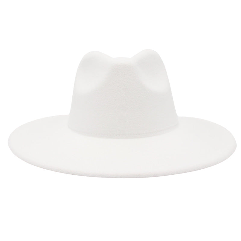 Large Brim Solid Color Cashmere Fashion Felt Jazz French Top Hat