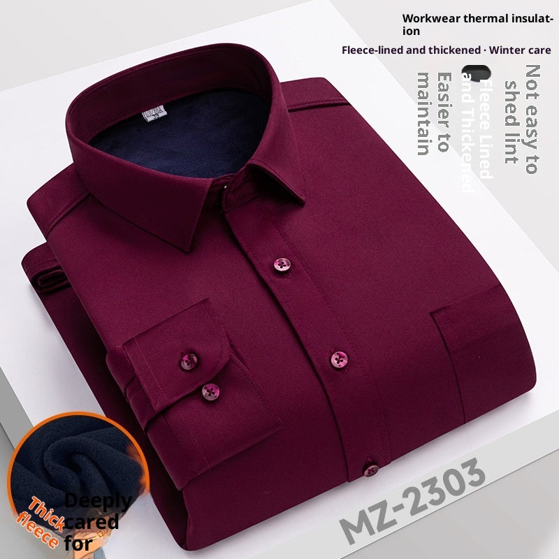 Winter Professional Shirt Men's Workwear Warm Fleece-lined