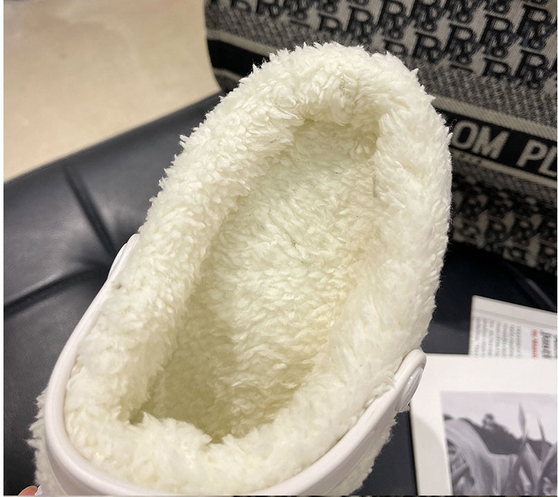 Plush Thick Soled Baotou Sponge Cake Two Wear Cotton Slippers