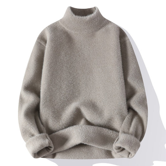 Men's Half Turtleneck Sweater Winter Solid Color Warm