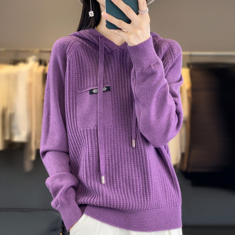 Korean Style Knitted Hooded Sweater Pullover