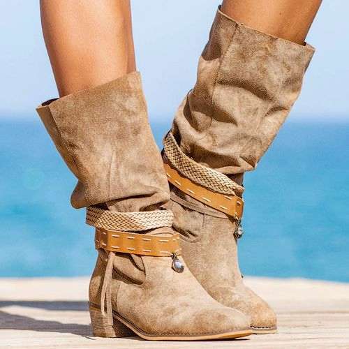 Women's Short Boots Large Size Women's Shoes Mid-tube Pointed Toe