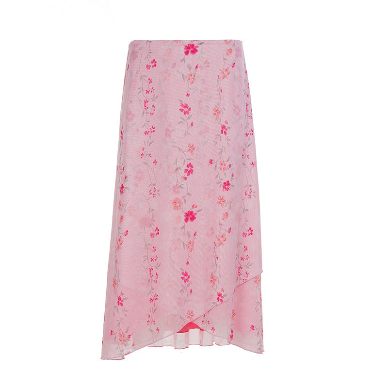 Sneaky Design Floral Flounce Irregular Long Dress