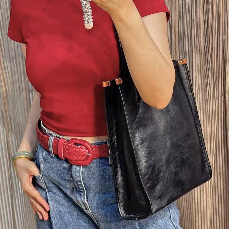 Large Capacity Totes Genuine Leather City Commuter Shoulder Bag