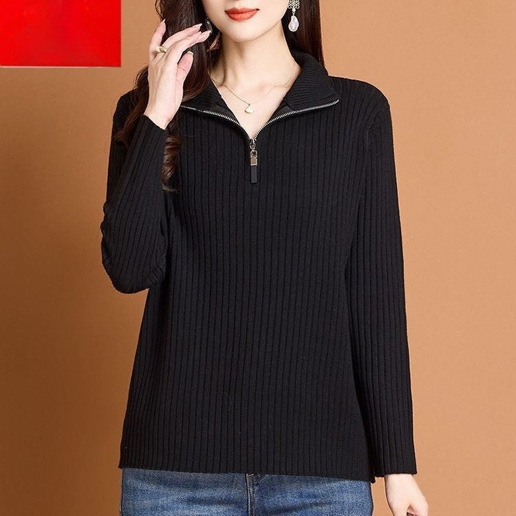 Womens Loose-fitting Turtleneck Sweater With A Lapel Neckline