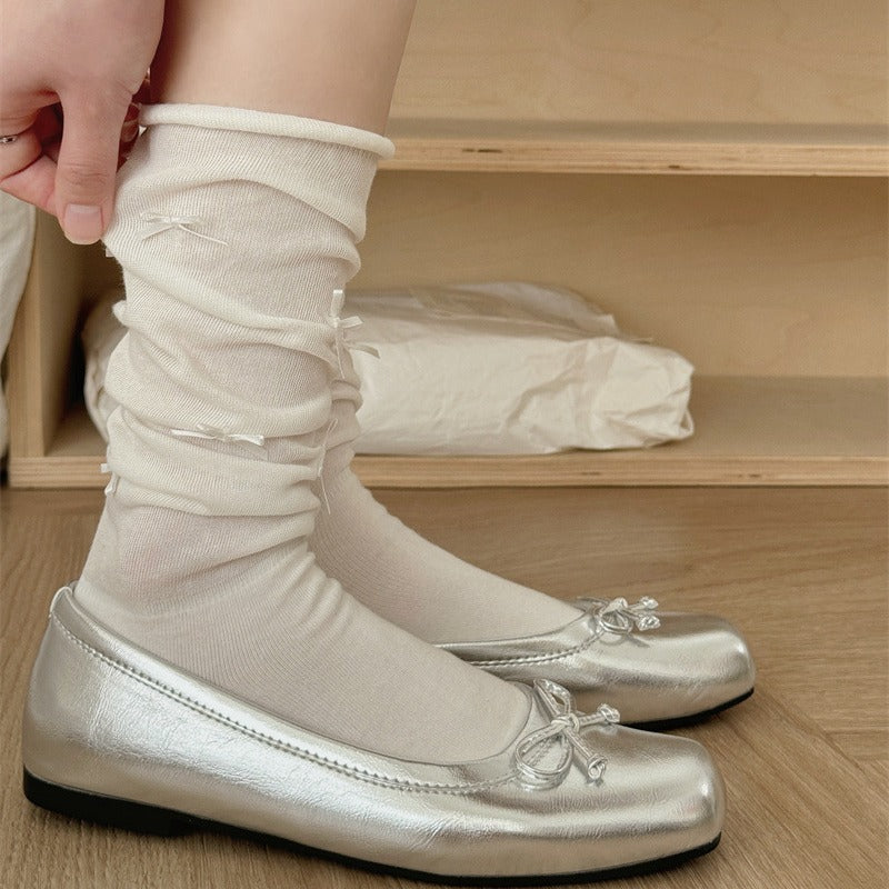 Summer Thin Bow-Knot JK Lolita Socks