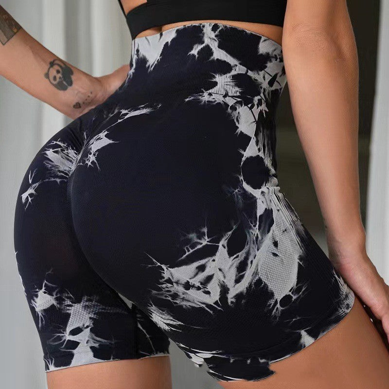 Seamless Tie-dye Sports Tight Shorts