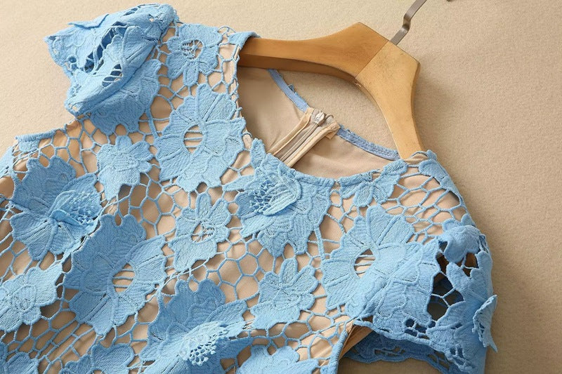 Lake Blue Lace Up High Dress