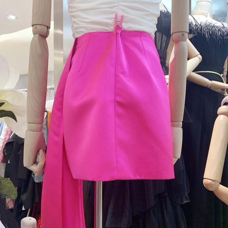 Solid Color Bag Hip Flower Streamer Skirt