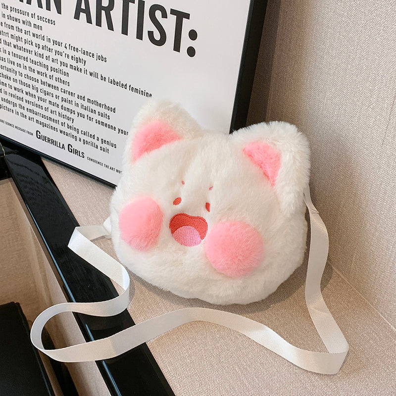 Girl's Cartoon Plush Diagonal Bag