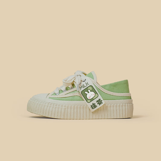 Breathable Low Top Biscuit Shoes With Thick Soles Japanese Style