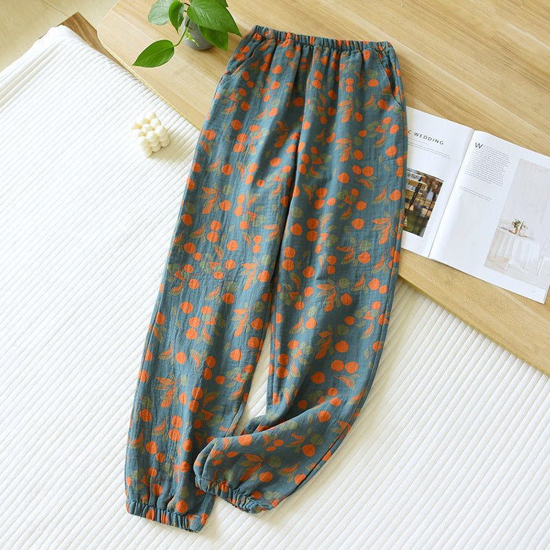 Women's Fashionable Cotton Yarn-dyed Double-sided Jacquard Trousers