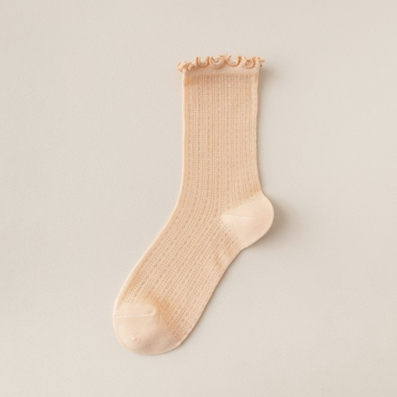 Summer Socks For Children Fungal Edge Thin Mesh Loose Mouth Stacked Breathable Middle Tube Socks