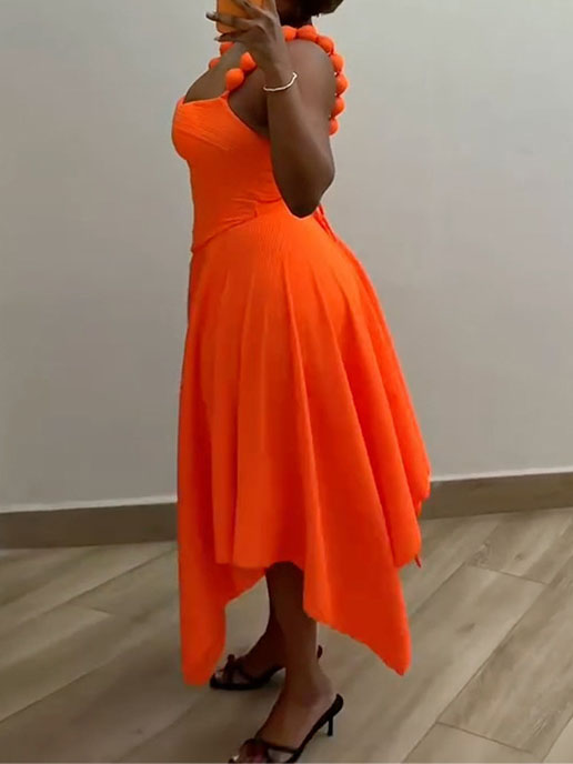 Solid Color Camisole High-waisted Skirt Two-piece Set