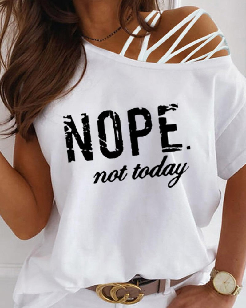 Off-shoulder T-shirt med print