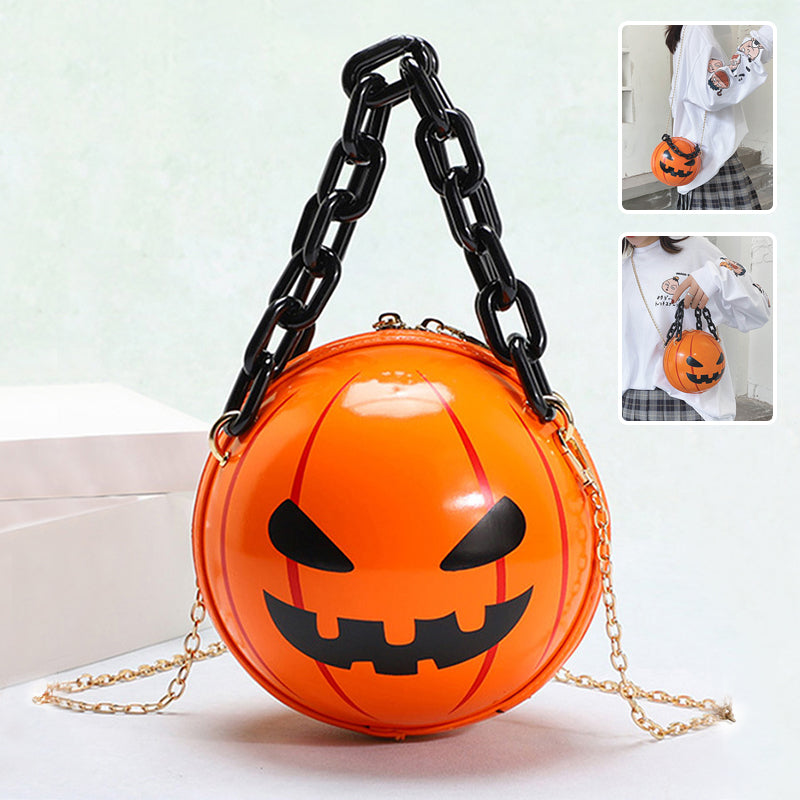 Halloween tegneserie græskar bold håndtasker med kæde personlighed kreative sjove skuldertasker til børn kvinder